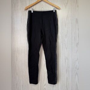 ZARA Black Slim Leg Ponte Pants with Silver Side Trim – Size M